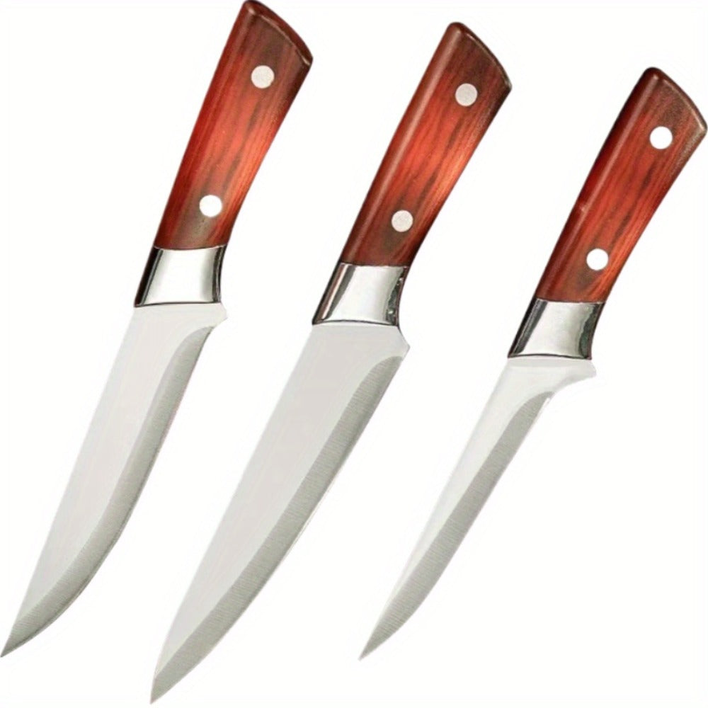 Kitchen Knife Set 3-Piece Hand Forged Stainless Steel Chef Knives with Boning Fillet & Carving Blades ¨C Professional Butcher Set for Meat Cutting BBQ Father's Day Gift
