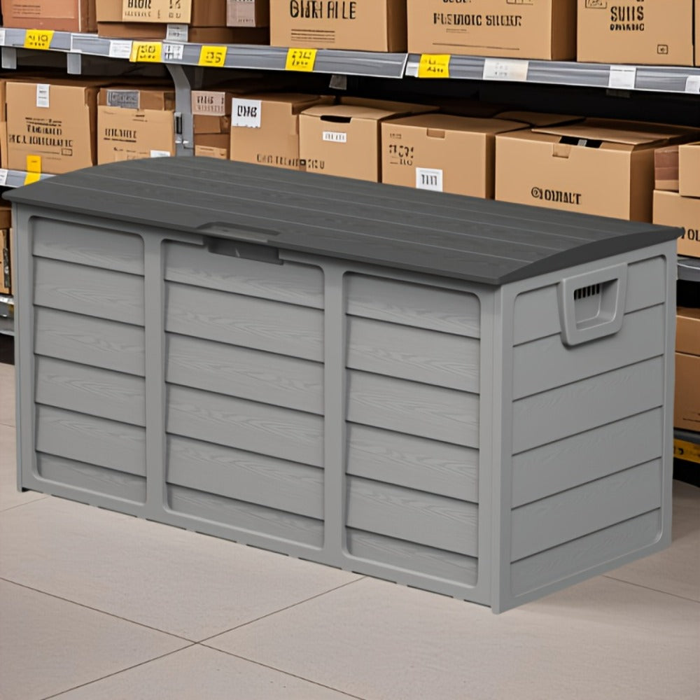 Outdoor Storage Box 75 Gallon Resin Deck Box with Handles ¨C Waterproof Lockable Container for Pool Accessories, Garden Tools, Camping Gear & Patio Storage, Easy Assembly