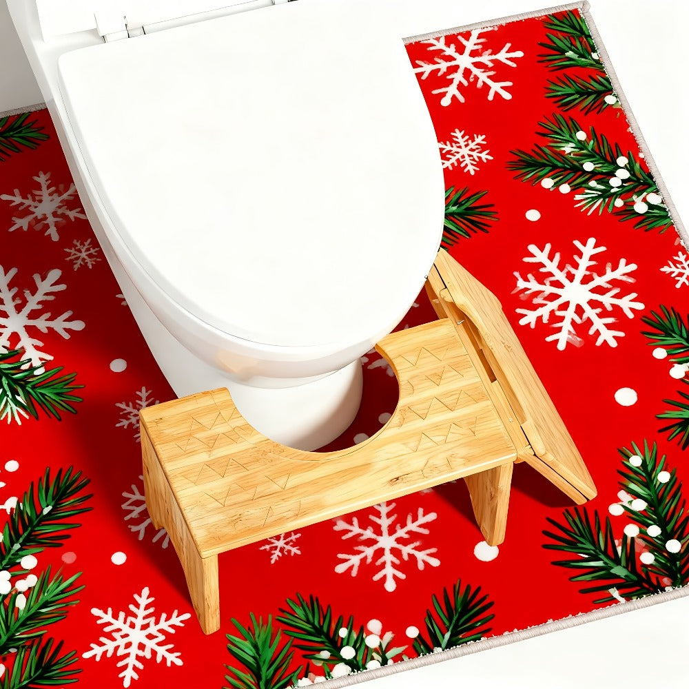 Toilet Stool Foldable Bamboo Squatting Stool ¨C Ergonomic 7-Inch Height for Natural Constipation Relief | Collapsible Non-Slip Bathroom Footstool for Space Saving, Travel & Easy Storage