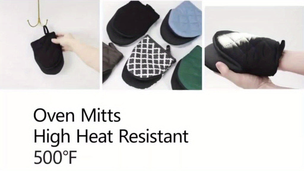 Oven Mitts 2 Pack Heat Resistant Kitchen Gloves - Non-Slip Multi-Ply Durable Cooking Baking Gloves Food Safe for BBQ Grilling Thanksgiving Christmas Holiday Kitchen Gift