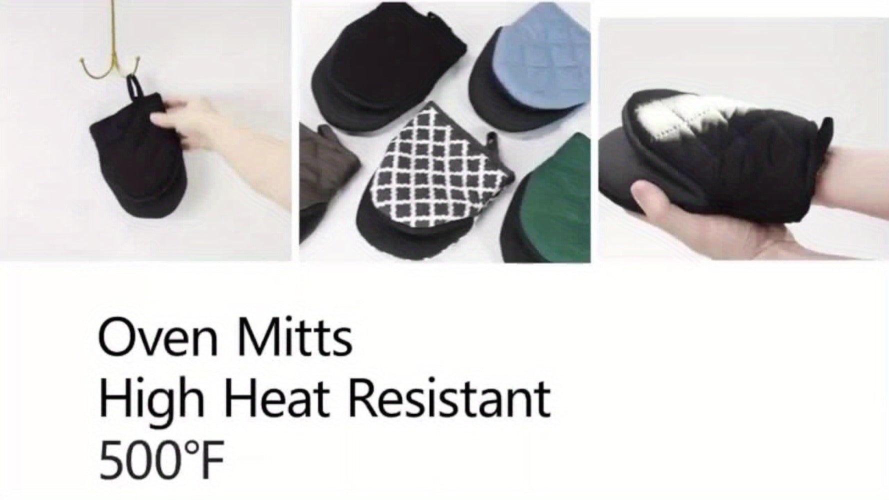 Oven Mitts 2 Pack Heat Resistant Kitchen Gloves - Non-Slip Multi-Ply Durable Cooking Baking Gloves Food Safe for BBQ Grilling Thanksgiving Christmas Holiday Kitchen Gift