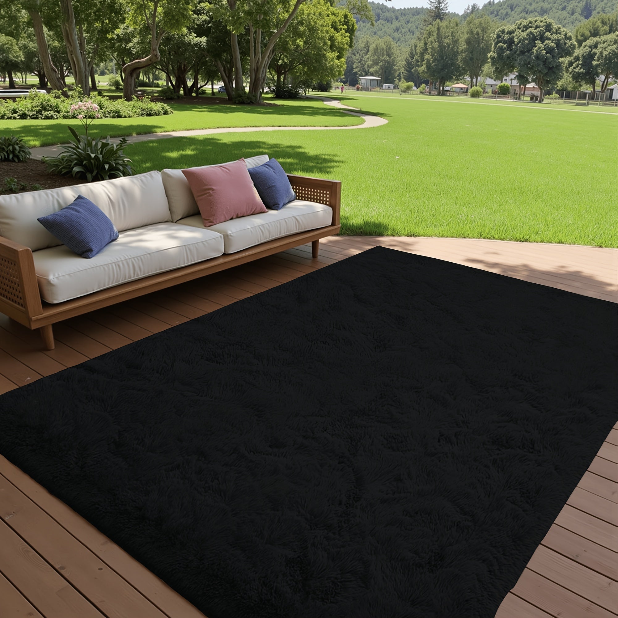 Plush Shaggy Area Rug 1.6 Inch Thick Non-Slip Machine Washable Polyester Carpet - Tie-Dye & Solid Color Fluffy Rectangle Rug for Living Room, Bedroom & Study | Silicone Grip Backing | 4 Sizes Available