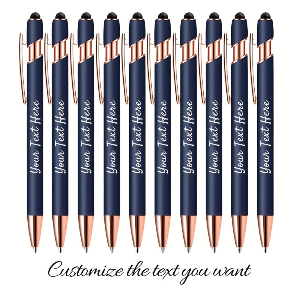 Personalized Metal Ballpoint Pens 10pcs Custom Engraved with Name or Logo - Smooth Black Ink, Elegant Business Gift Pens for Daily Office Use, Christmas, Thanksgiving, Halloween, Corporate Giveaways