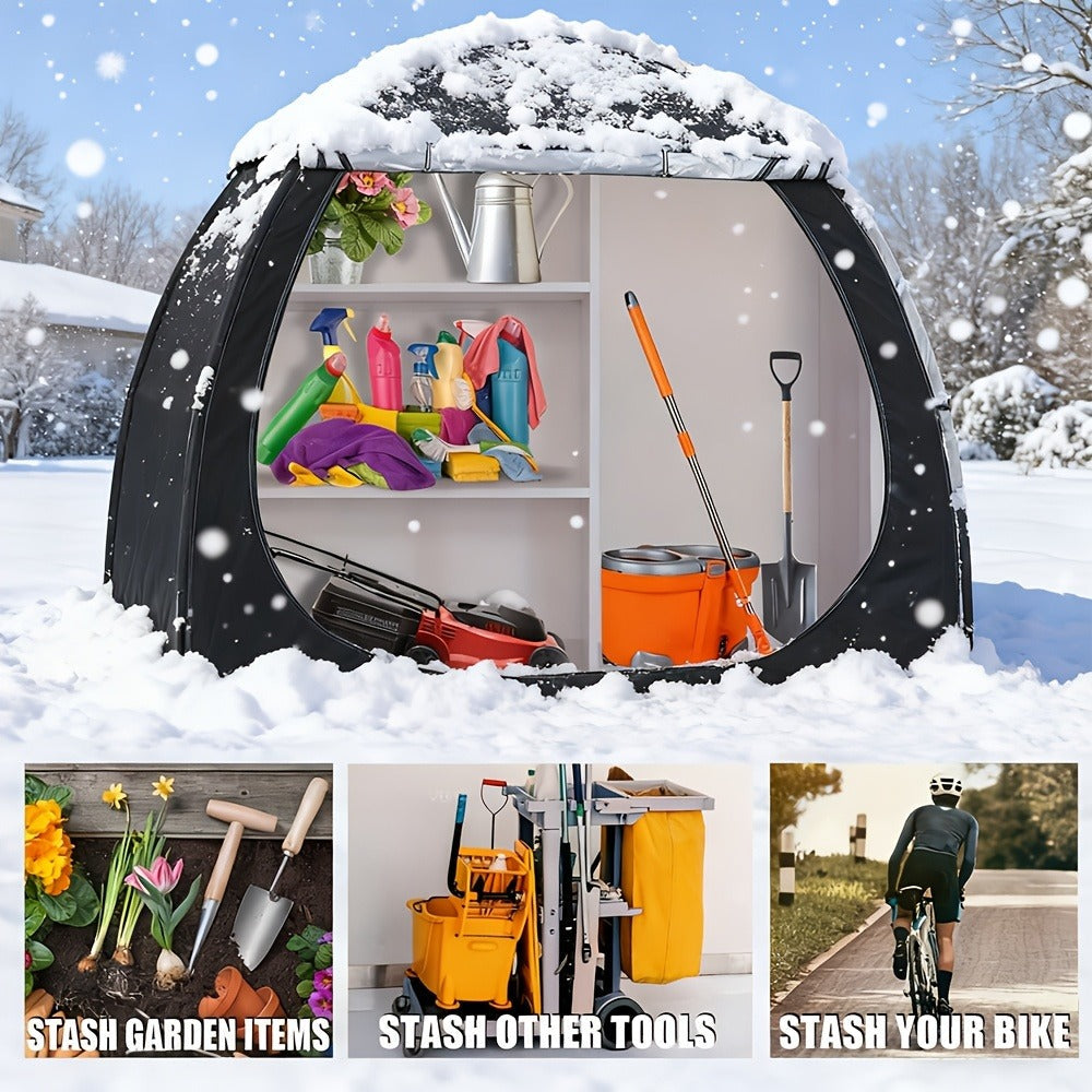 Bike Storage Shed Tent Outdoor Waterproof Bicycle Cover Shelter 210D Oxford PU4000 for 2-3 Bikes Lawn Mower Garden Tool Storage