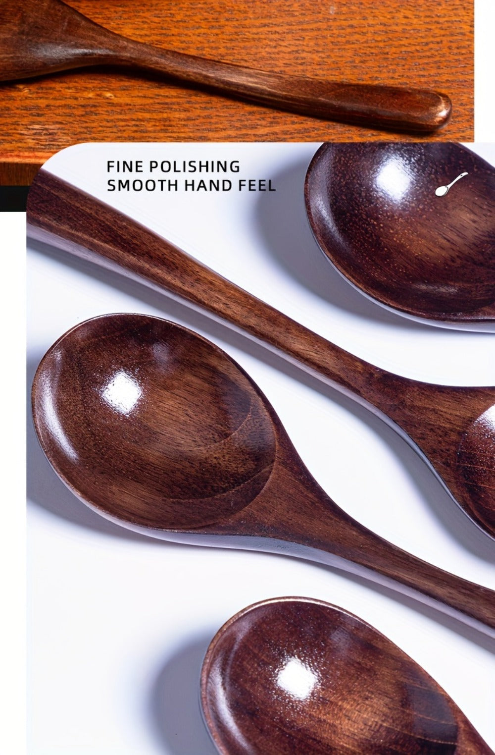 Wooden Spoons for Eating 8pcs ¨C 7.28 Inch Small Wood Teaspoons for Stirring Coffee, Tea, Honey, Cooking & Serving Soup Dessert, Wooden Spoon Set