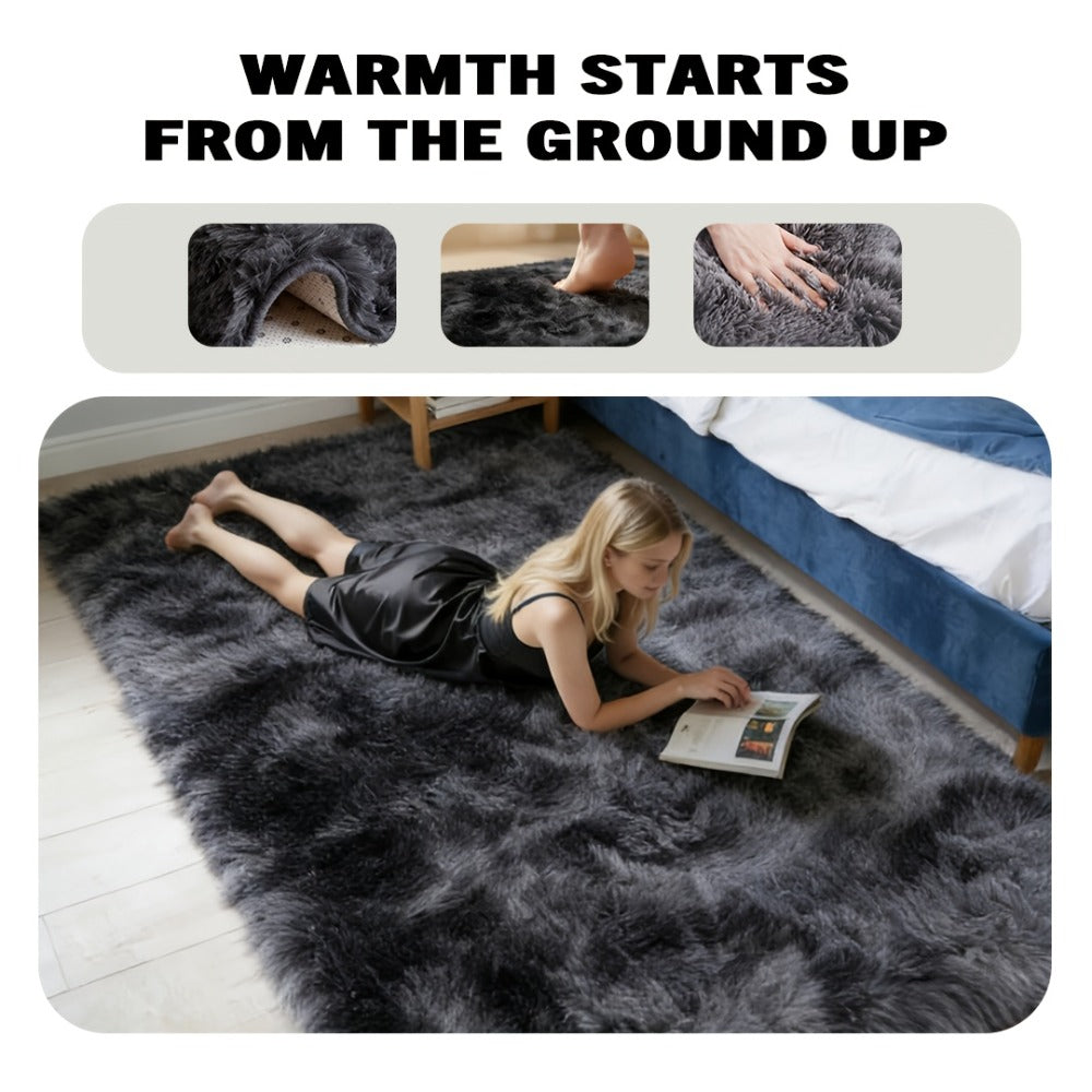 Fluffy Area Rug Tie-Dye Soft Carpet for Living Room Bedroom Office Thickened 1000g/©O Machine-Woven Indoor Mat Multi-Color Multi-Size Dark Gray Light Grey Khaki Pink Black White Purple