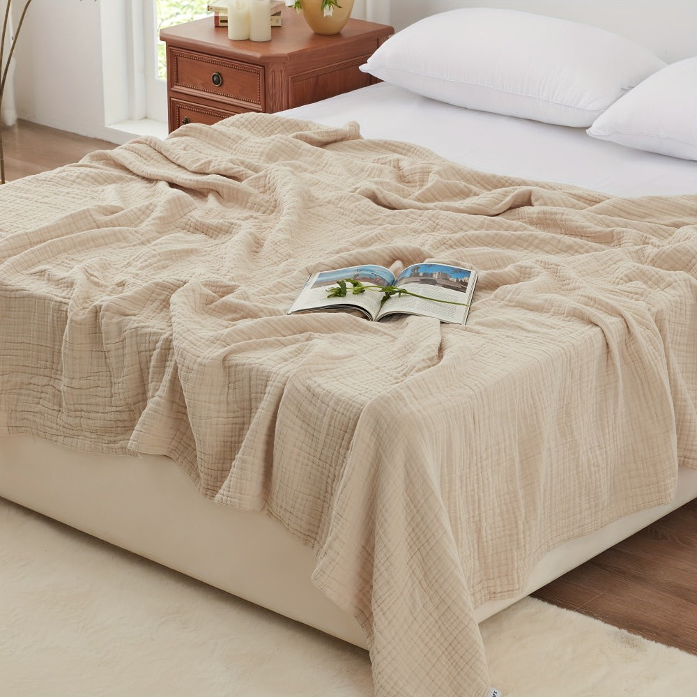 6-Layer Gauze Blanket 100% Muslin ¨C Lightweight Breathable Cotton Throw for Couch & Bed, All Season Adult Blanket, 4 Colors