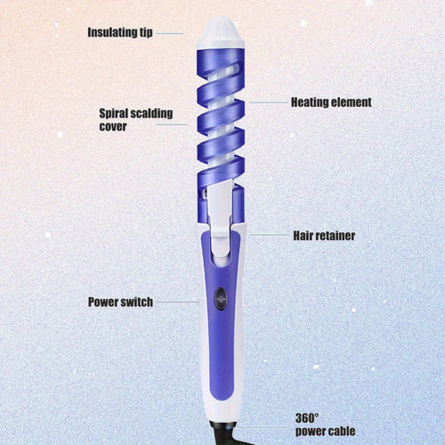 Automatic Spiral Curling Iron 360¡ã Electric Hair Curler - Auto Rotating Curl Wand, Lightweight & Portable, Easy to Use, Includes 2 Clips & 1 Comb, Gift for Women, Pink, Purple, Blue