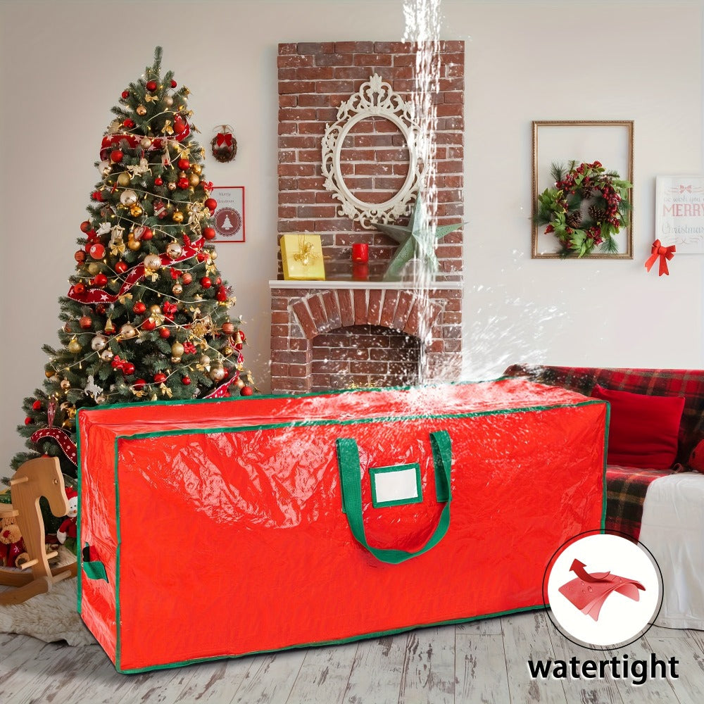 Christmas Tree Storage Bag 7.5ft ¨C Heavy Duty Extra Large Artificial Xmas Tree Bag with Reinforced Handles, Dual Zippers & Wide Opening for Easy Storage, Red