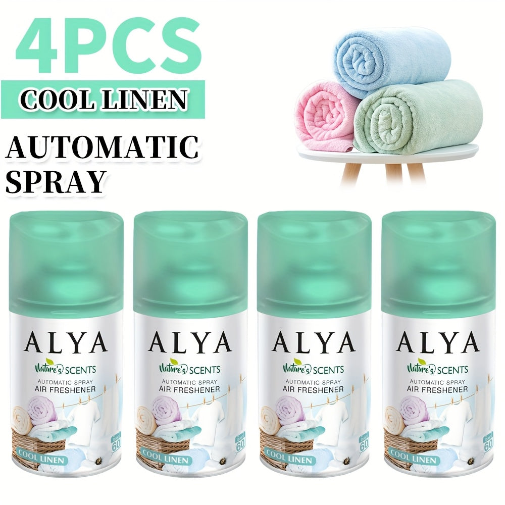Automatic Spray Air Freshener Refill 8.45oz 1pc or 4pcs - 6 Scents Lavender Vanilla Cool Linen Ocean Mixed Berries Magnolia, Odor Fighting Room Spray for Car Office Home Bathroom Kitchen Fabric Closet