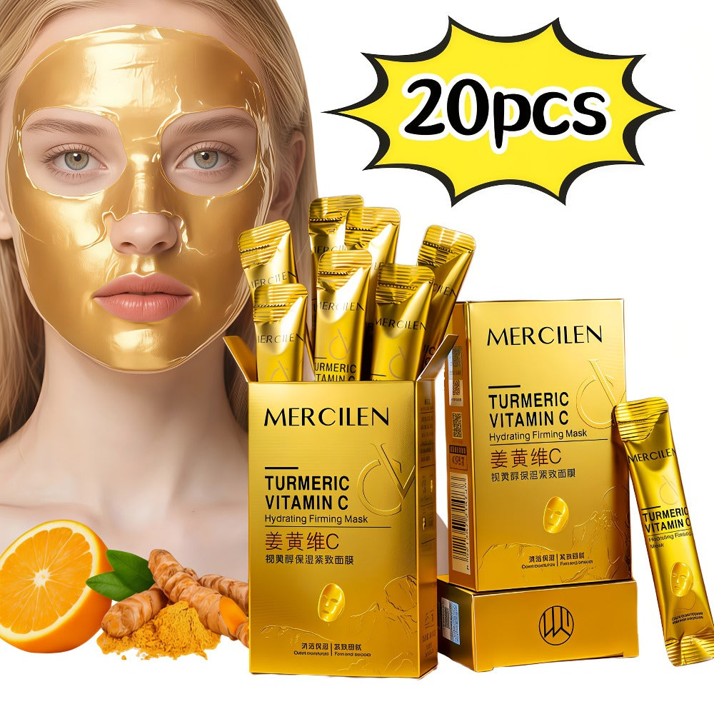 Turmeric Tear Off Facial Mask 20pcs - Deep Moisturizing Gel Face Mask, Brightening & Radiance Boosting, Non-Sticky Peel Off Mask for Daily Skin Care, Travel Size, Suitable for All Skin Types, Holiday Gift