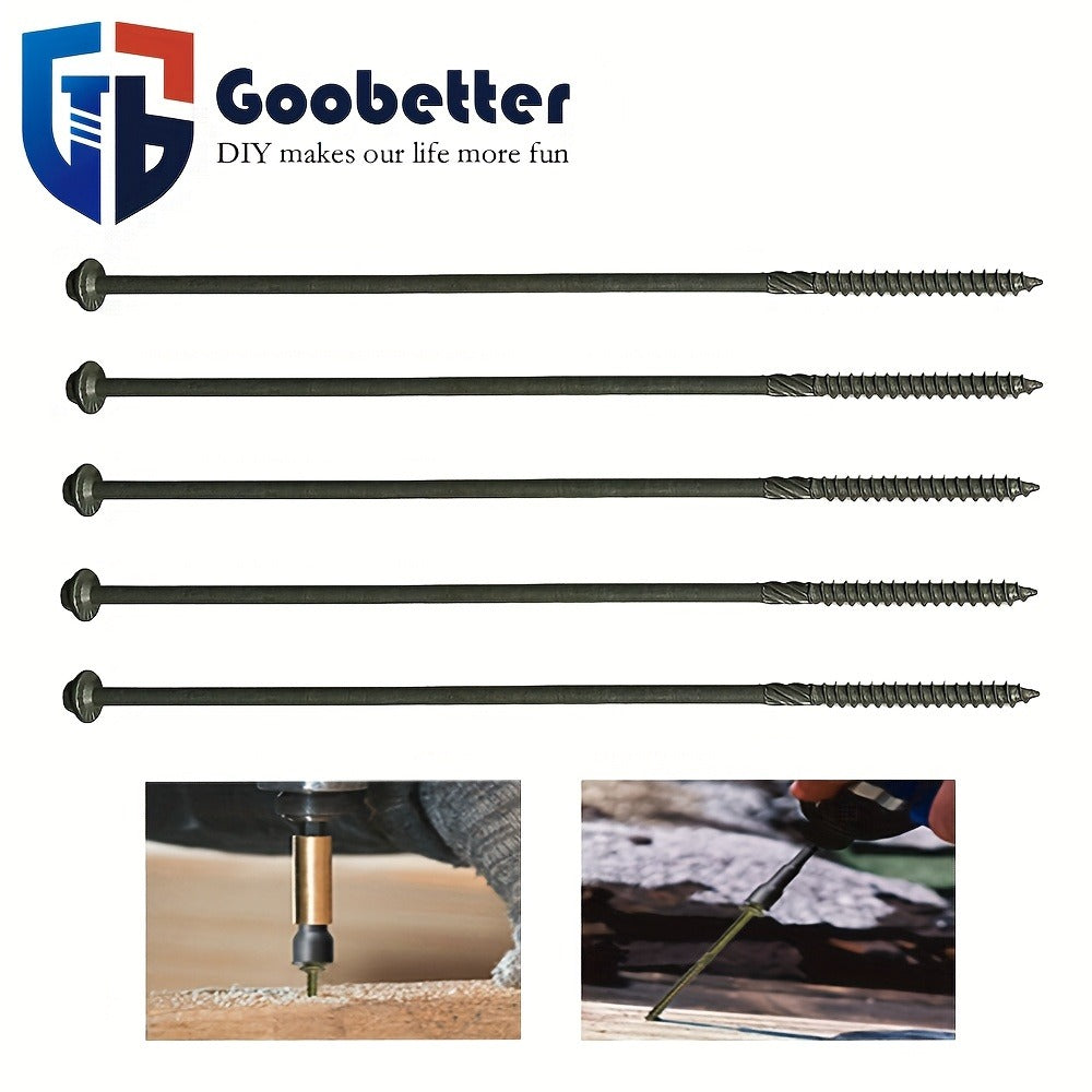 50pcs Heavy Duty Green Structural Wood Screws 14x10 Inch Carbon Steel Hex Head Partially Threaded Rust Resistant Exterior Timber Screws with Hex Socket for Deck Log Cabin Framing