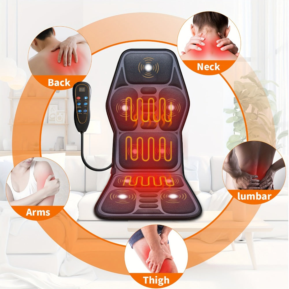 Massage Seat Cushion with Heat 9 Vibration Motors Triple Heating Pad Lumbar Traction Full Body Massager for Back Waist Hip Leg for Couch Chair Gift for Mom Dad Women Men