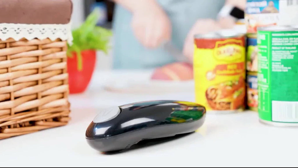 Electric Can Opener Cordless Battery Powered ¨C Smooth Edge Safety, Auto Shut-Off, ABS Material, Easy One-Touch Operation for Elderly, Arthritis & Disabled Hands, Kitchen & Camping