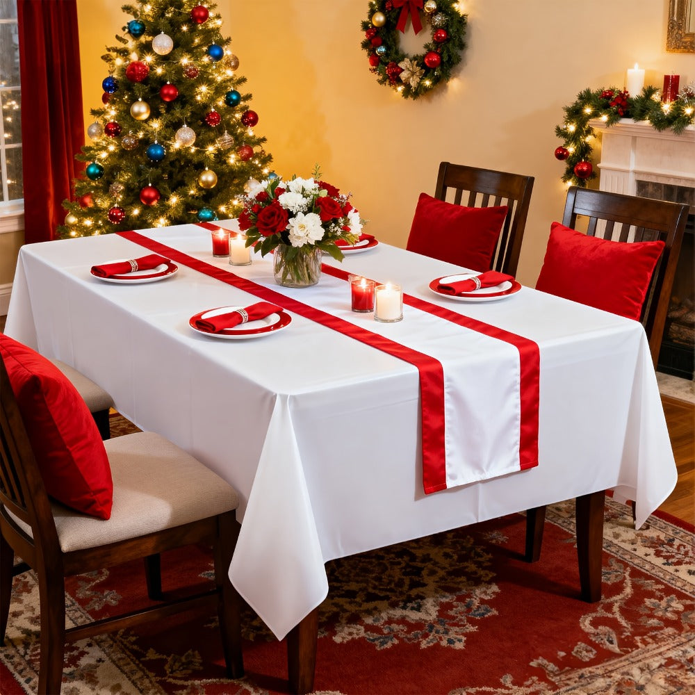 Disposable Plastic Tablecloths 18/36 Pack 54x108 Inch ¨C Leakproof Sturdy White Table Cover for Party Picnic Wedding Birthday Banquet Outdoor Event Decorative Table Cloth Bulk Pack