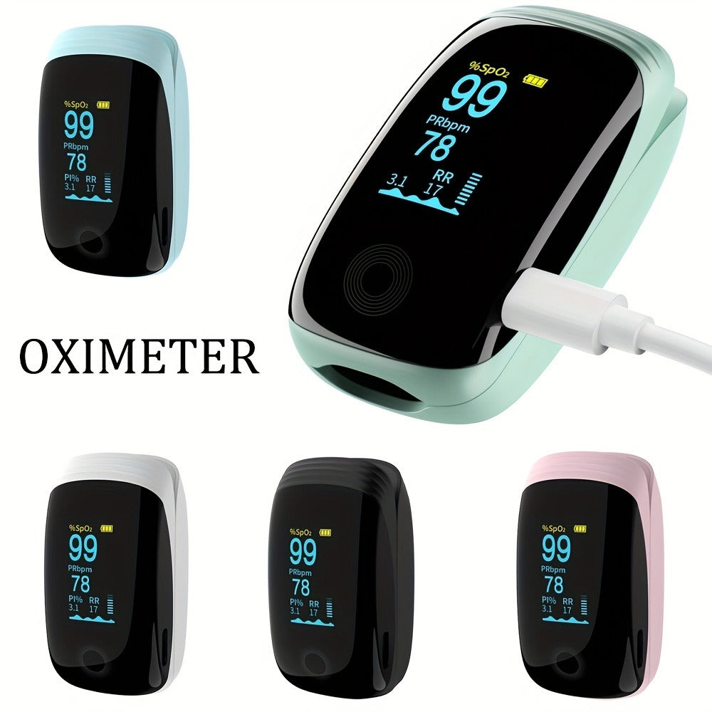 Finger Pulse Oximeter Fingertip Blood Oxygen Saturation SpO2 Monitor with Lanyard FDA Cleared for Sport Aviation Home Use White Green Black Pink Blue