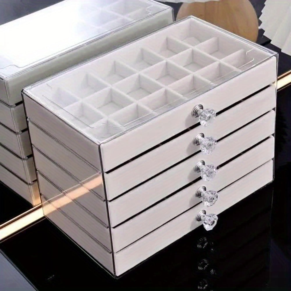 5-Tier Jewelry Box Organizer with Drawer Luxury Glam Storage