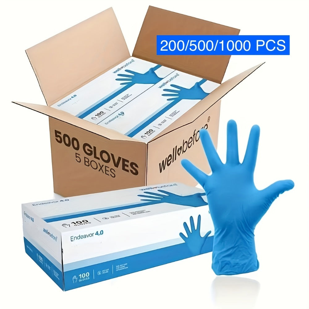 Anti-Slip Nitrile Gloves Bulk 200/500/1000pcs, Disposable Latex-Free Gloves for Aquarium Cleaning Pet Care Food Handling, S M L Sizes, Cost-Effective Value Pack