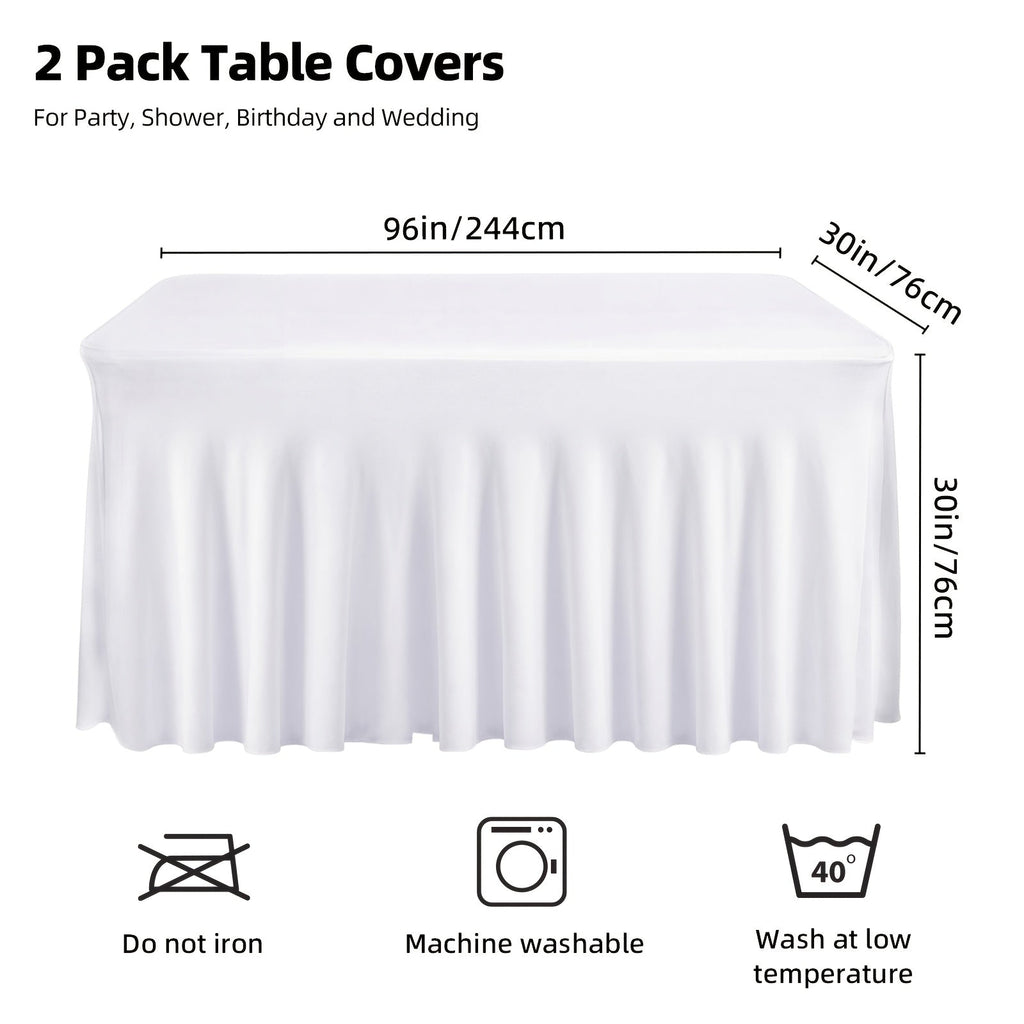 Table Skirts Tulle Table Cloth Rectangle 4ft 6ft Black White Non-Woven Fabric Table Skirt for Birthday Party Graduation Wedding Family Dinner Christmas Holiday Decoration