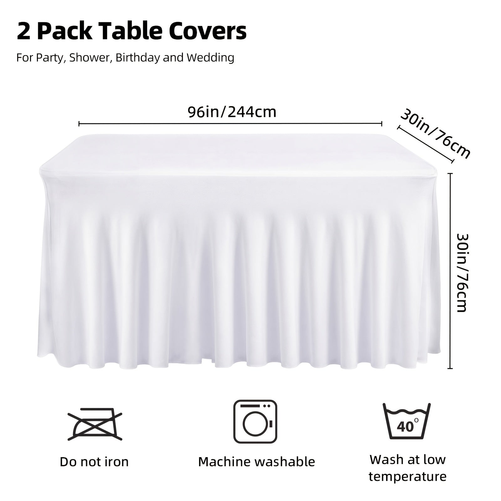 Table Skirts Tulle Table Cloth Rectangle 4ft 6ft Black White Non-Woven Fabric Table Skirt for Birthday Party Graduation Wedding Family Dinner Christmas Holiday Decoration