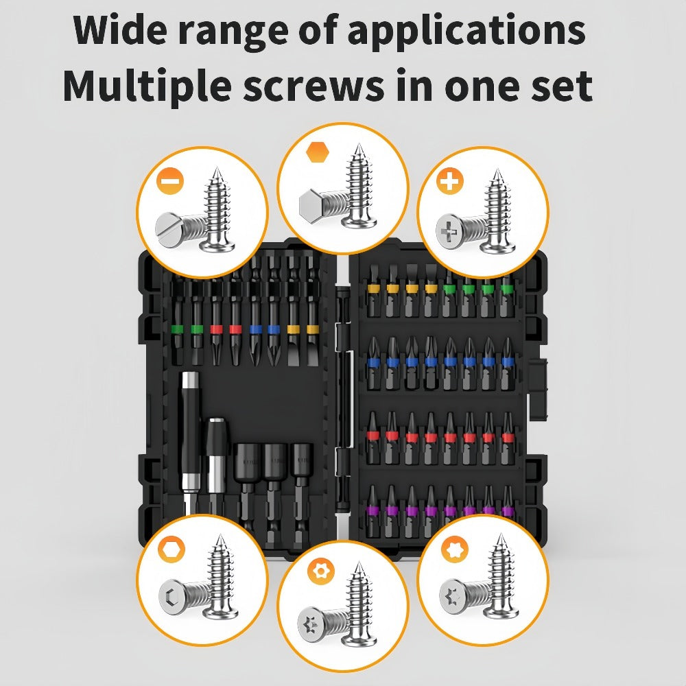 Impact Screwdriver Bit Set 45-Piece ¨C Heavy-Duty Torx, Phillips, Flat & Square Bits with Storage Box, Compatible with Impact Drivers for Automotive, Home Repair & DIY Projects