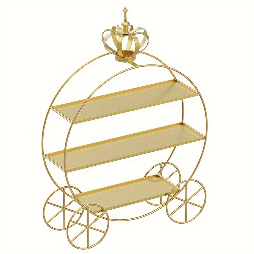Cupcake Stand Gold Round Dessert Display Tower with Crown Handles | Tiered Biscuit Tray & Bottle Milk Storage Rack for Wedding Decoration Birthday Party Bridal Shower Afternoon Tea Table Centerpiece