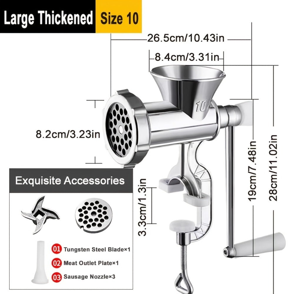 Manual Meat Grinder with Table Clamp Heavy Duty Stainless Steel Hand Crank Food Processor for Grinding Meat Vegetables & Spices ¨C No Electricity Required