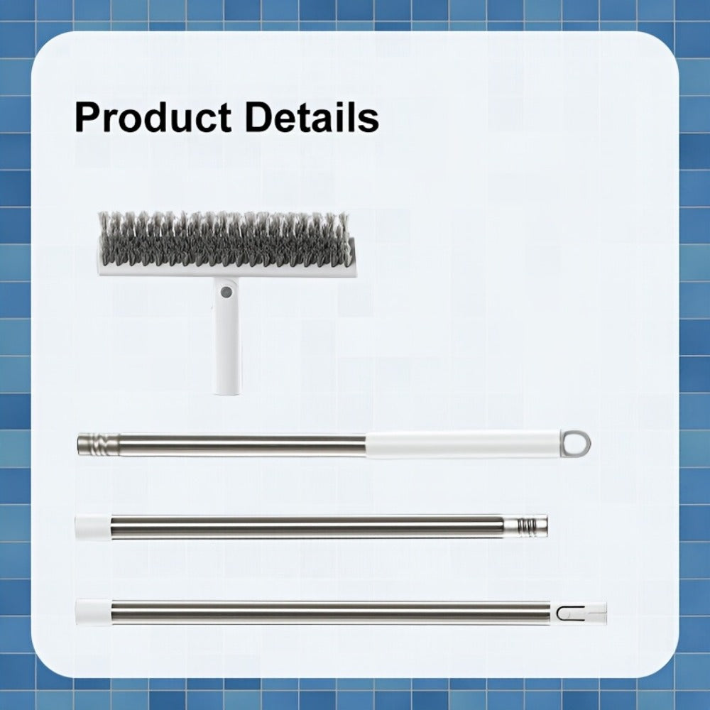 Cleaning Brush with Long Handle 180¡ã Rotating Double-Sided Stiff Bristles Floor Scrub Brush for Bathroom Kitchen Patio Tile Shower Outdoor Heavy Duty Multi-Purpose Scrubber with Stainless Steel Handle