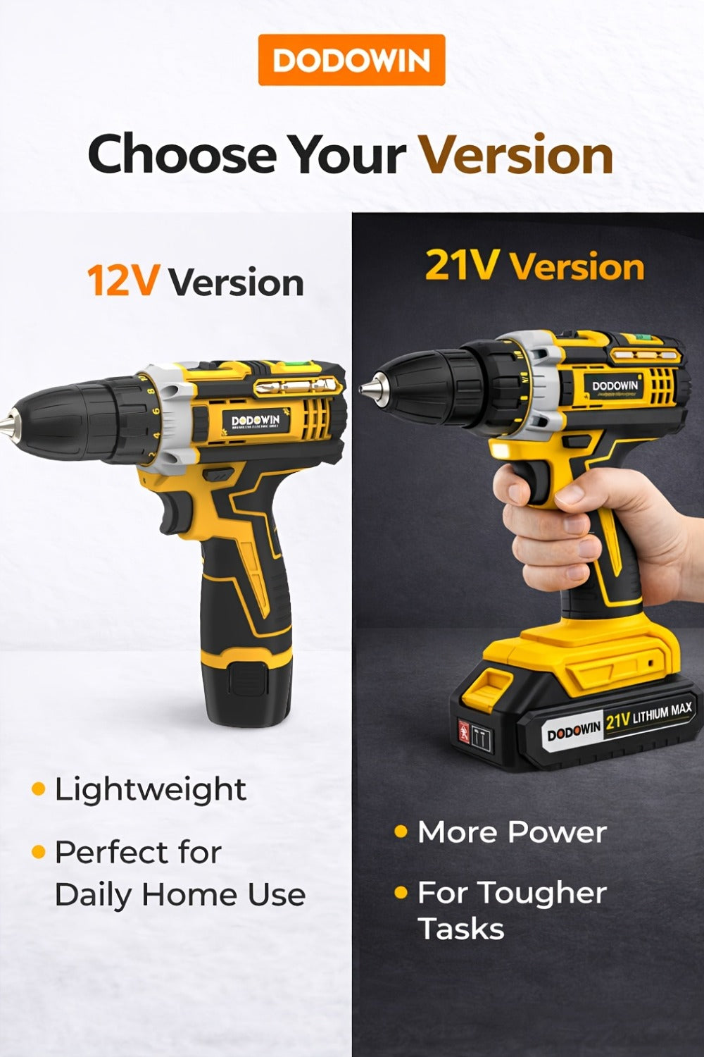 Cordless Impact Drill Set 12V / 21V Electric Drill Kit ¨C 45Nm Torque, 2-Speed, Keyless Chuck, LED Light, Battery & Charger Included, Up to 115pcs Accessories for Home Repair, DIY & Construction