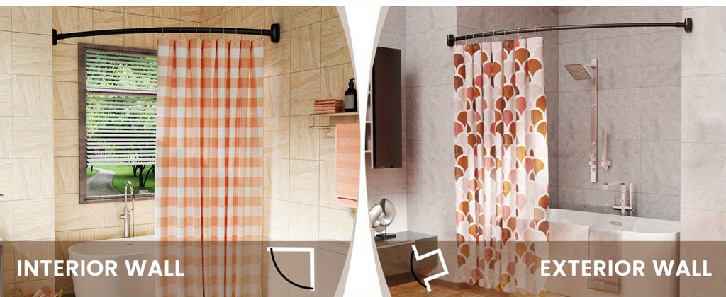 Curved Shower Curtain Rod Adjustable 43-72 Inch - Rustproof Aluminum Tension Mount No Drilling Extra Space Shower Rod for Bathtub Stall | Black Bronze Chrome Brushed Nickel | Bathroom Hardware Upgrade