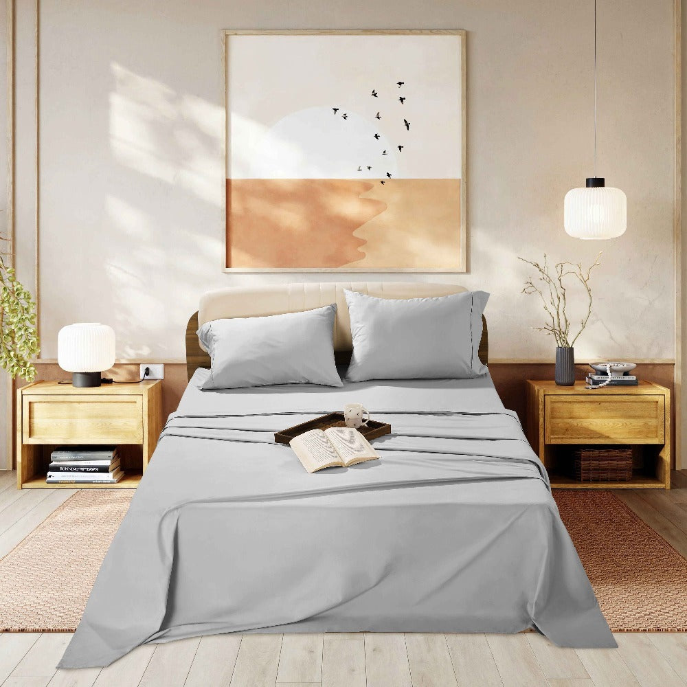 Egyptian Cotton Sheet Set 1000 Thread Count - Deep Pocket Fitted Sheet, Sateen Weave, Breathable Soft Bedding Set for King Queen Full Twin