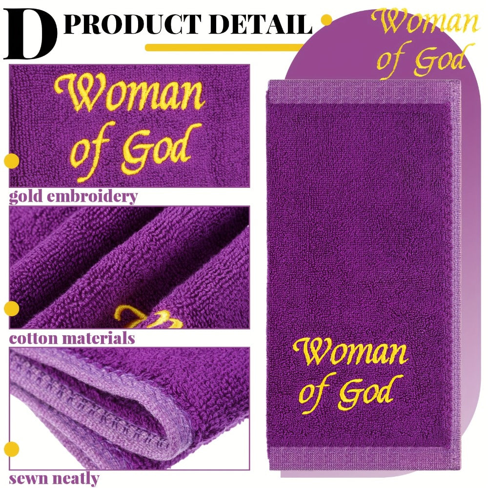Church Handkerchiefs 6 Pack Pastor Towels Clergy Hand Towels Woman of God Woven Oblong Wash Cloths Religious Gift for Men Women Purple Solid Pattern