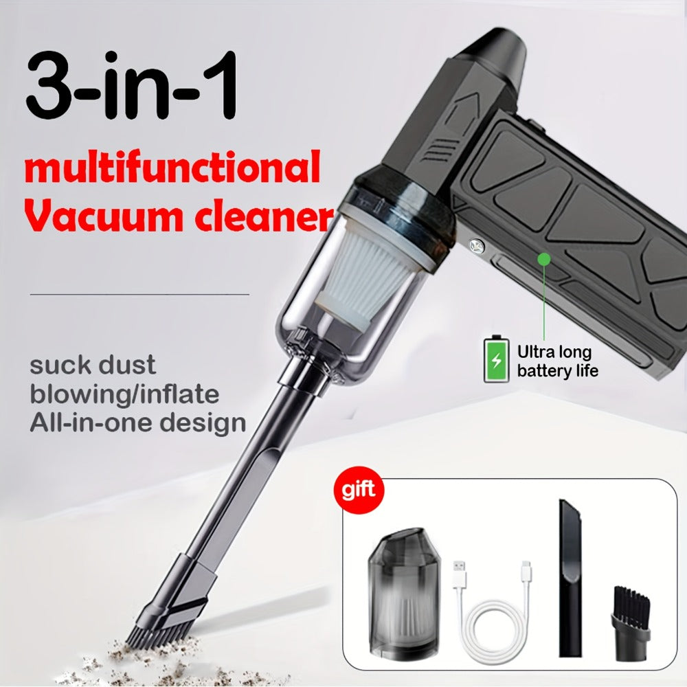 Handheld Electric Air Blower & Dust Collector with Digital Display - Wireless High-Speed Turbine Fan, USB & Battery Dual Power for Keyboard, Car, Home