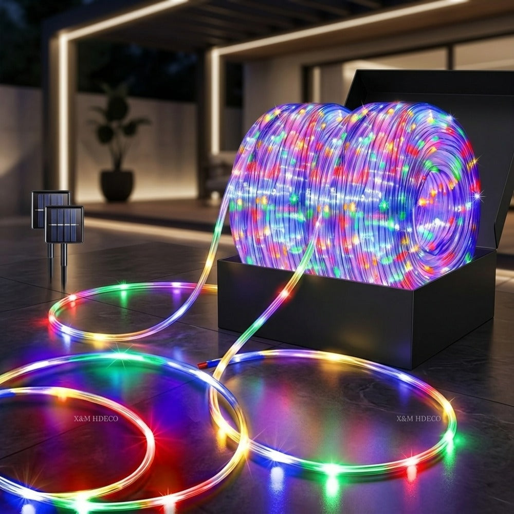 Outdoor Solar LED String Lights Waterproof ¨C Flexible Fairy Lights 23FT to 105FT for Pool, Fountain, Garden, Patio & Wedding Decor ¨C Neon Blue, White, RGB & Amber Colors