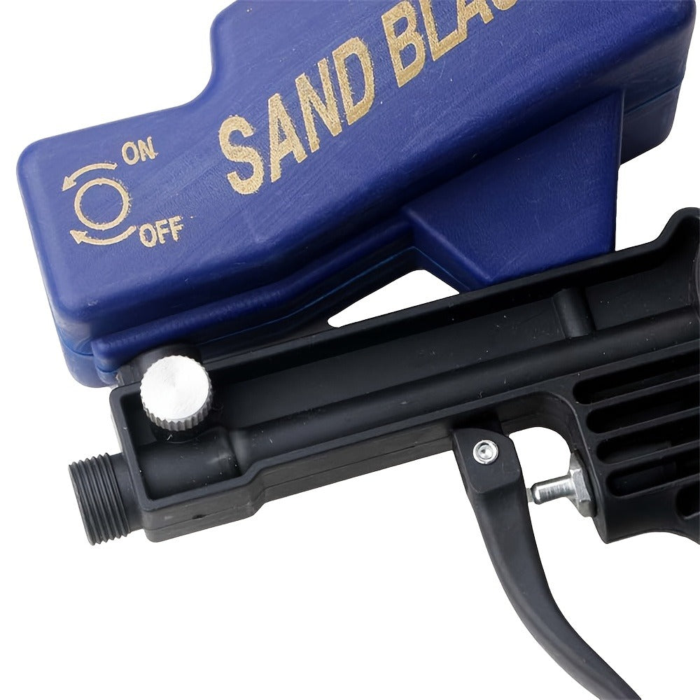 Sandblasting Gun 90PSI Portable Adjustable Flow 7.0cfm 6.5mm Nozzle Gravity Spray Tool for Rust Removal Paint Removal Deburring Polishing Metal Surface Requires Air Compressor Blue
