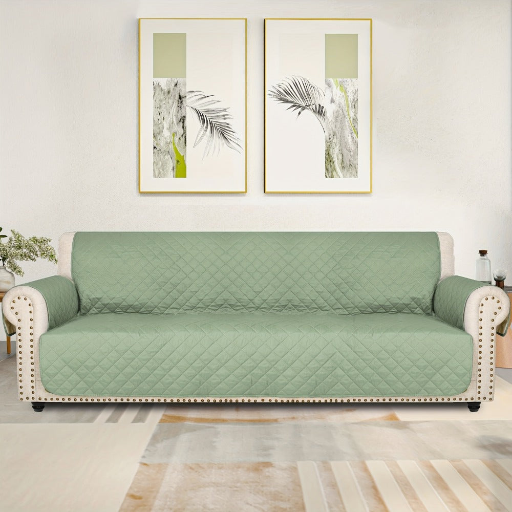 Sofa Slipcover 5-Layer Quilted Thick Sofa Cover Protector Elastic Strap Non-Slip Washable Pet Friendly Universal Fit 3 4 Seater Couch Cover for Living Room - 10 Colors