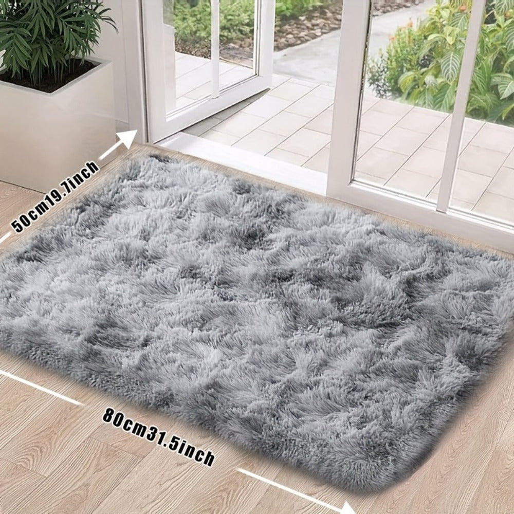 Tie-Dye Plush Area Rug Soft Non-Slip - Absorbent Machine Washable Fluffy Mat for Living Room Bedroom Bathroom, Modern Luxury Home Accent Rug, Dark Gray Black Light Gray Pink, 2 Sizes