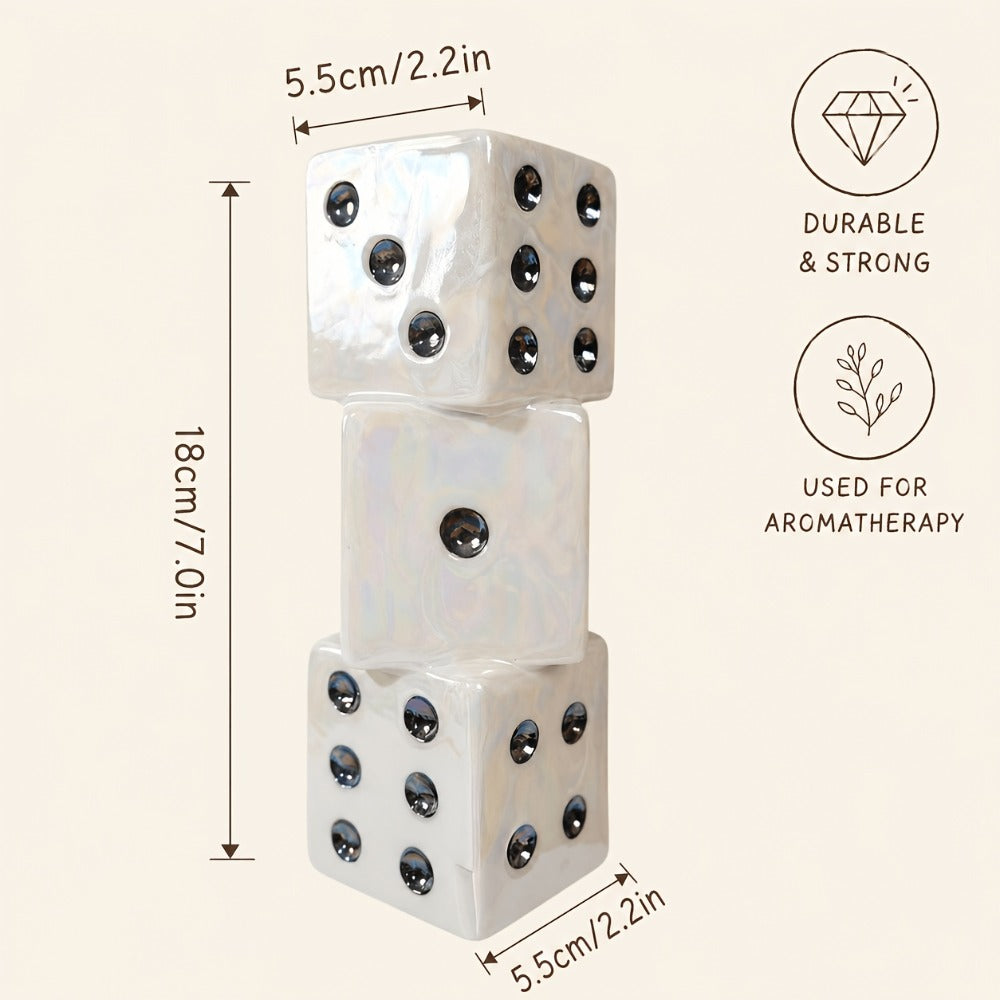 Ceramic Dice Vase for Dried Flowers Pampas Grass Rose Modern Square Flower Vase Unique Home Decor Gift Handmade Decorative Vase for Living Room Shelf Table