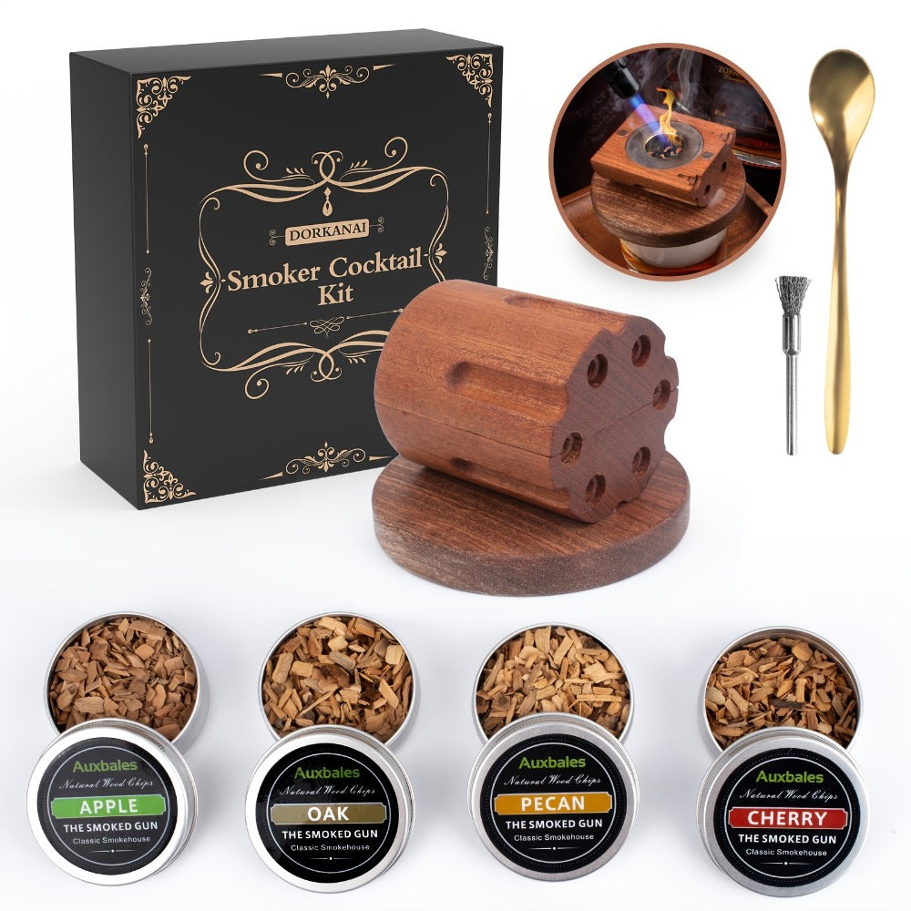 Whiskey Smoker Kit with 4 Wood Chip Flavors & Filters ¨C Cocktail Smoker Set, Whiskey Gifts for Men, Dad, Birthday, Father's Day, Christmas (No Butane)