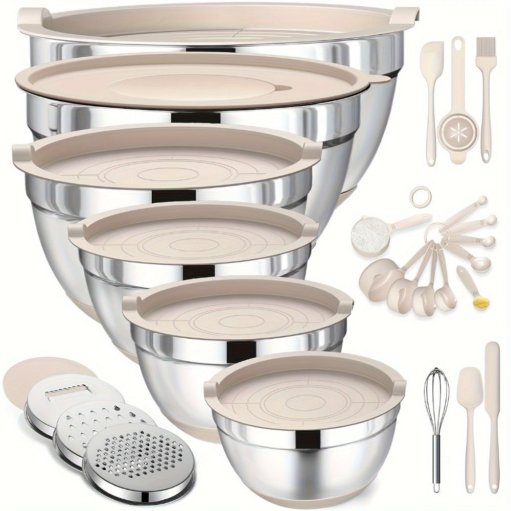 Stainless Steel Mixing Bowls Set for Cooking Baking Food Prep Fruits Noodles Kitchen Bowls Home Essentials 3 Colors
