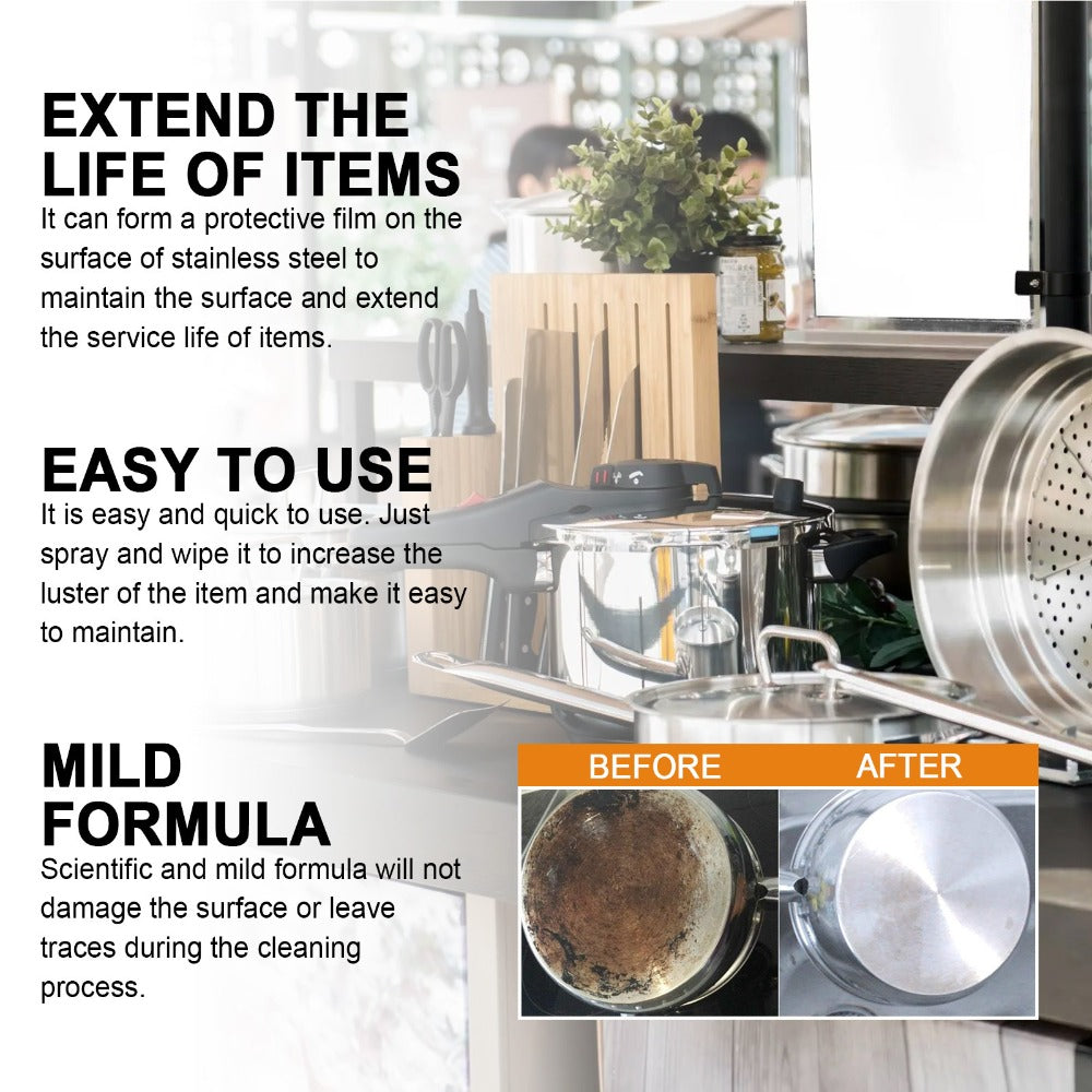 Stainless Steel Cleaner & Pot Bottom Cleaner Paste ¨C Removes Black Grime, Rust & Grease from Pots, Pans & Kitchen Surfaces, Long-Lasting Shine in One Step