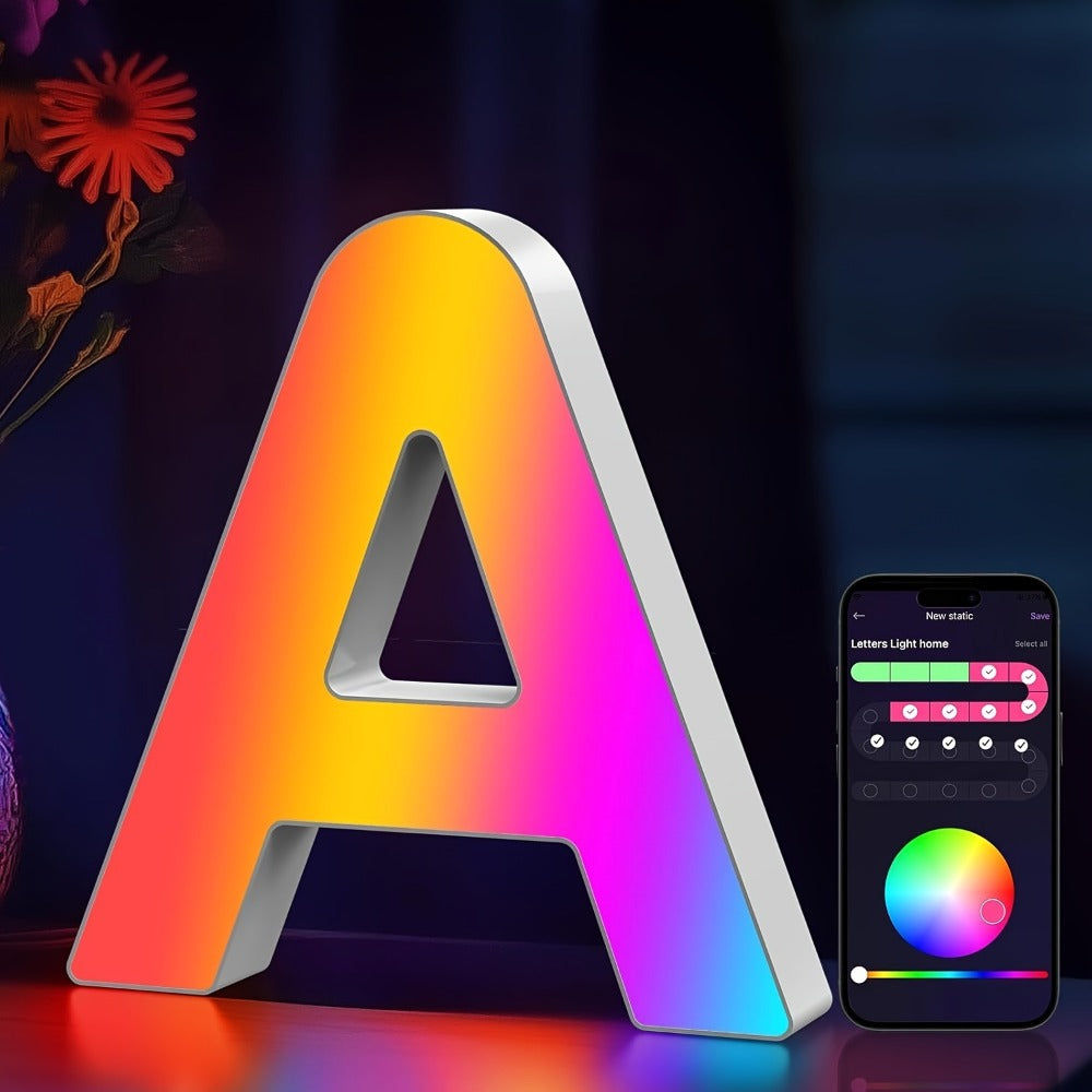 LED Letter Lights Music Sync - Colorful Flashing Marquee Alphabet Lights for Room Decor, Party, Bedroom, Festival & Camping, Numbers 0-9 & A-Z & Symbols Available, Night Light Wall Decoration