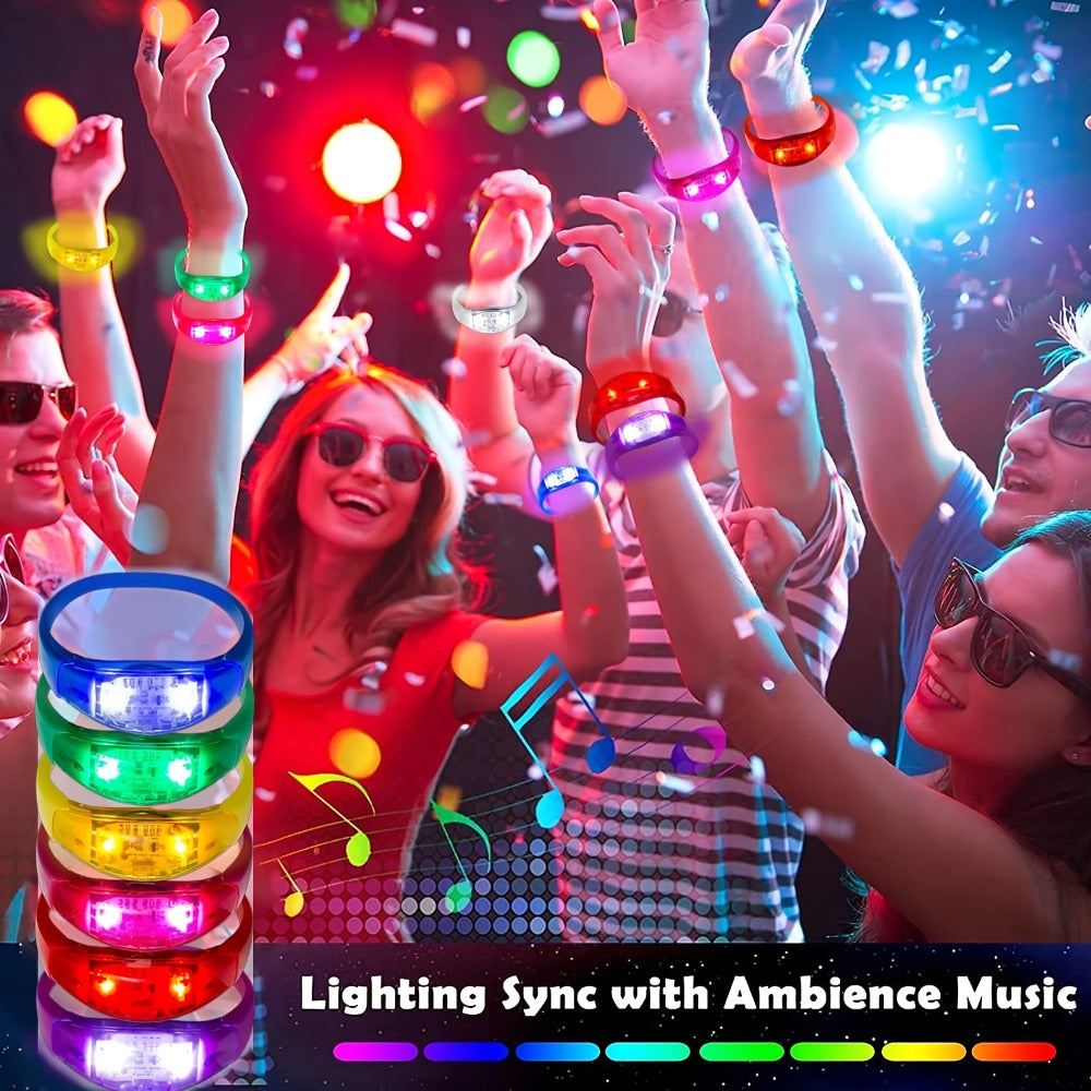 Sound Activated Light Up Bracelets Bulk 20/50 Pcs Glow Wristbands Voice Controlled Flashing LED Bracelet for Concerts Rave Party Events Festival Accessories