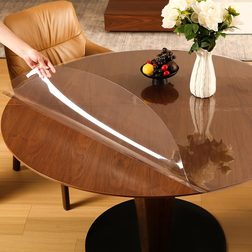 Round Clear PVC Table Cover Protector ¨C 1.5mm Thick Vinyl Tablecloth Pad, Waterproof, Heat-Resistant, Easy to Clean, for Dining & Coffee Tables