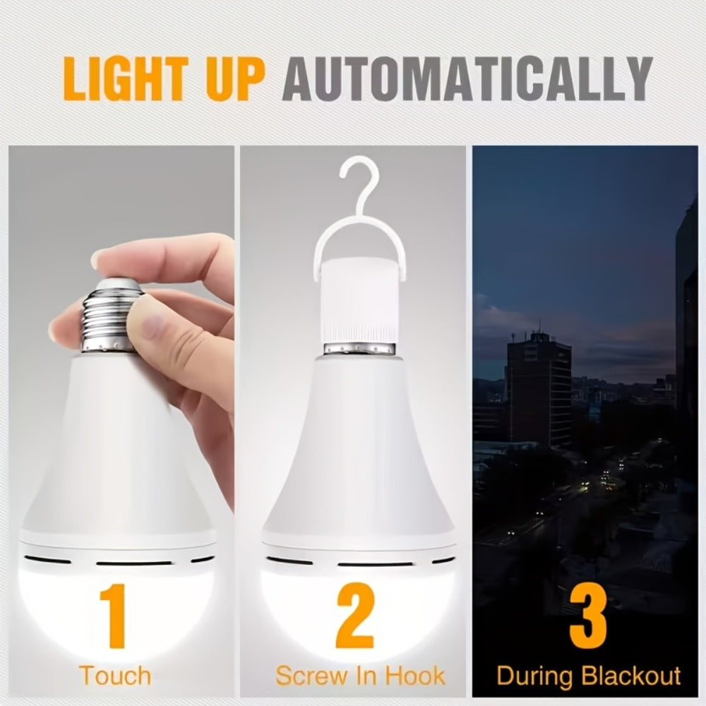 Rechargeable Emergency LED Bulb IP54 Waterproof 2000mAh 60W Equivalent 6000K with Hook ¨C E27 E26 Universal Base Wireless Portable Auto-On for Home Office Camping Outdoor Power Outage, 4 8 10 12 Pack