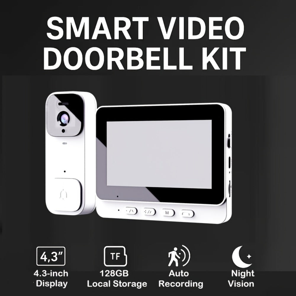 Smart Video Doorbell Wireless Touchscreen Display | Motion Detection 2-Way Audio Local Storage No Subscription | Easy No-Wire Install Home Security Doorbell Camera System