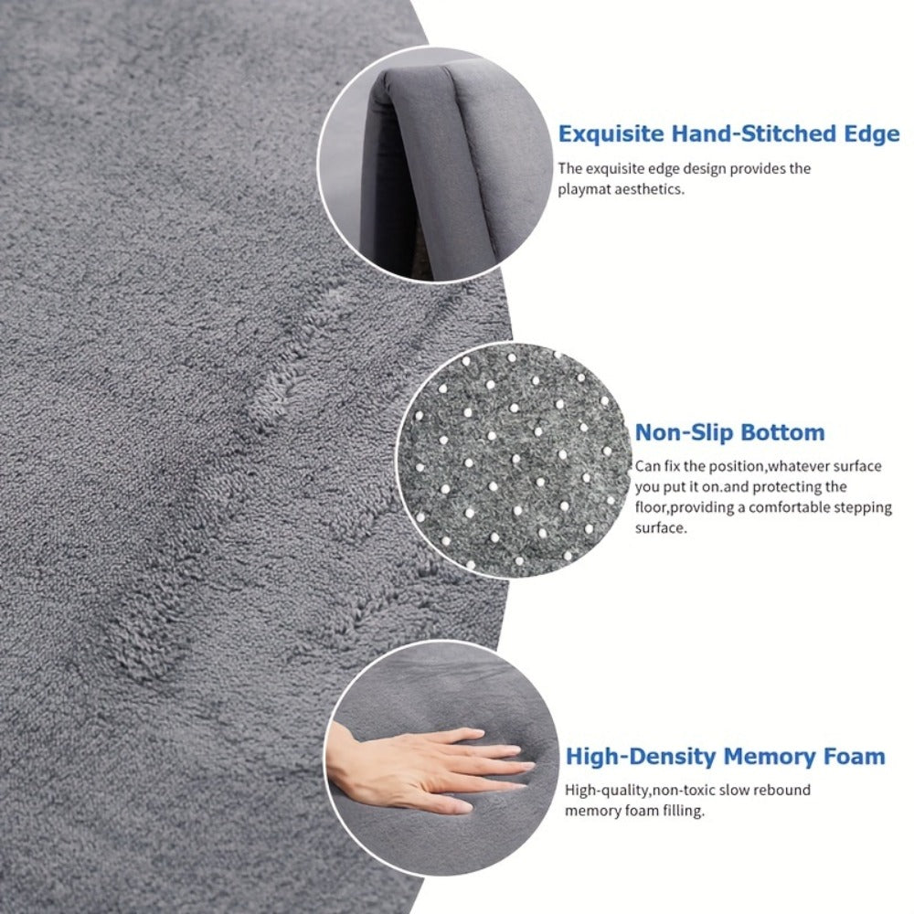 Tatami Floor Mat Thick Foam Padded Rug Coral Velvet Baby Play Mat Crawling Mat for Kids Nursery Playroom Living Room Yoga Mat Japanese Style Area Rug Non-Slip