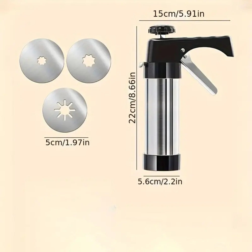 Cookie Press Biscuit Machine 8pcs, Heavy Duty Manual Spanish Cookie Maker with 8 Discs, No Electricity Required, Three-Stable System, Easy to Clean, for Home and Commercial Kitchen Pastry Baking