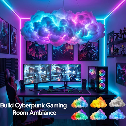 3D Thunder Cloud Lamp RGB Music Sync LED Light USB Powered Sound Sensitive IC Mood Lighting for Game Room Photography Studio Halloween Christmas Party Atmosphere Decoration