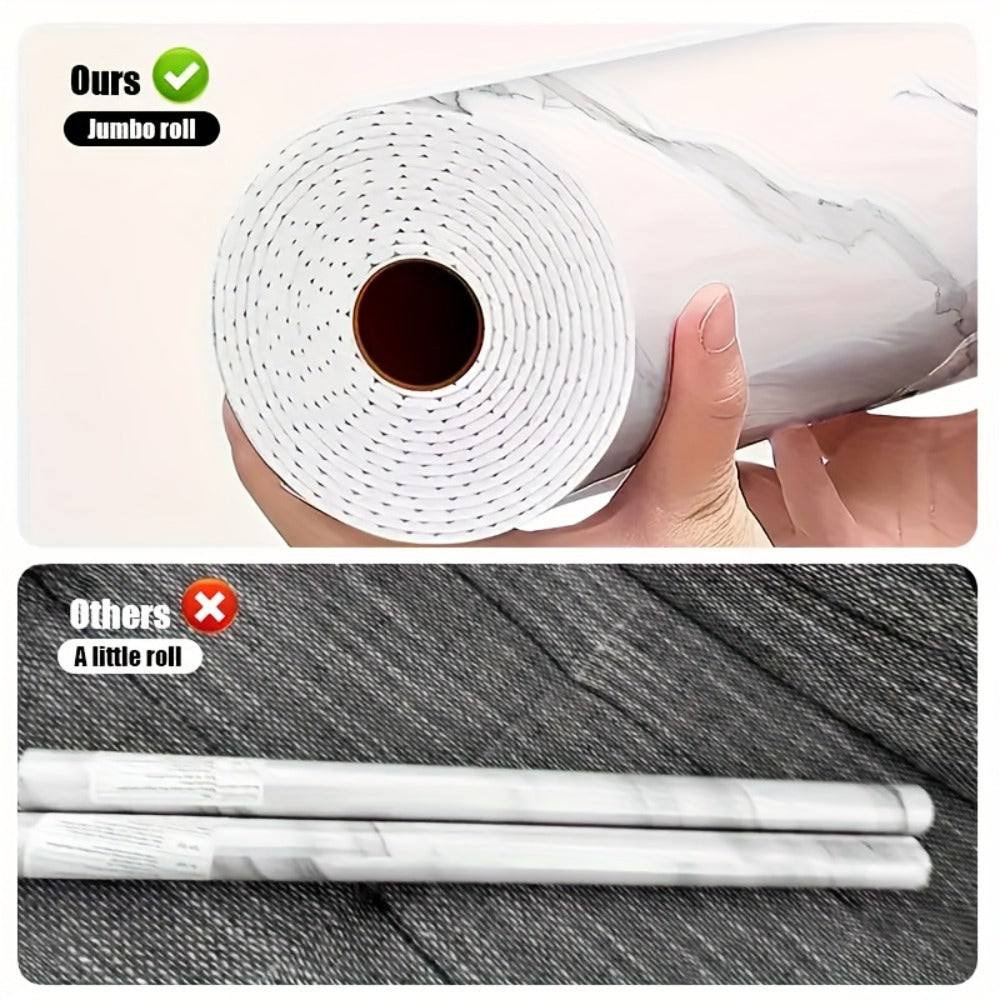 Peel and Stick Floor Tile Sticker 15.7¡±x118¡± Self-Adhesive Marble Pattern Vinyl Roll ¨C 3mm Thick Removable Flooring for Kitchen Backsplash, Bathroom, Shower Room & Home Renovation